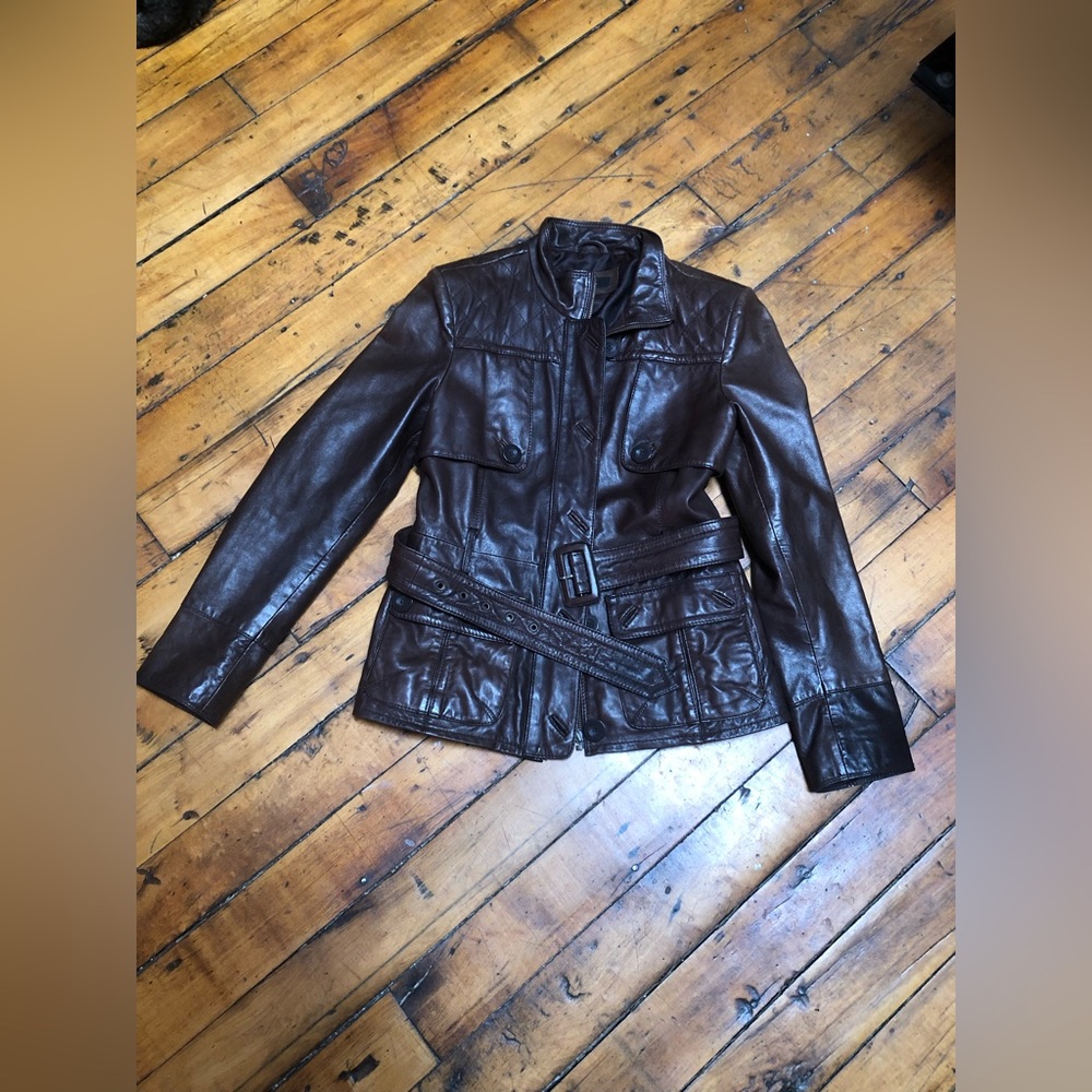 Next Leather Jacket, Chocolate Brown, size 12, S/M